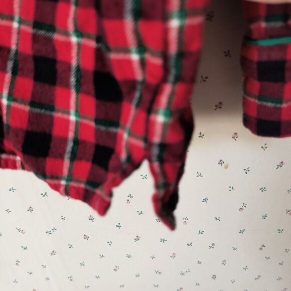 Lands' End Flannel Pajama Set Womens M Red Tartan Plaid Cotton Cozy Pockets - Picture 12 of 16